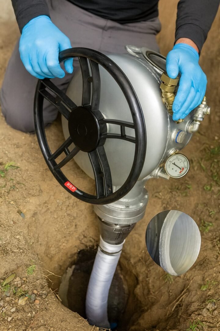 Matériel de chemisage canalisation enterrée avec gaine de résine en Essonne