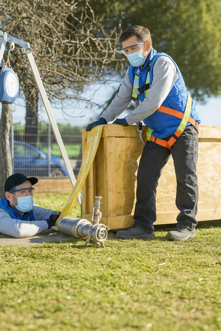Techniciens effectuant un chemisage de canalisation avec matériel spécialisé en Essonne 91