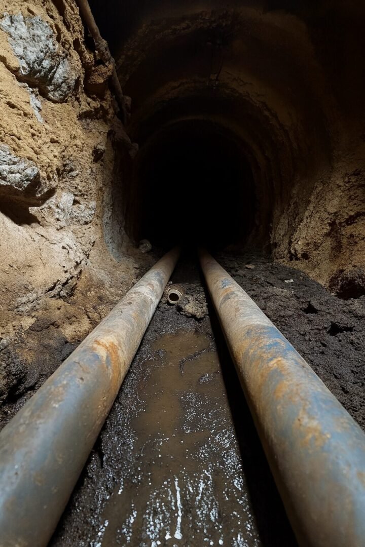 État des canalisations souterraines avec dépôts et humidité en Essonne