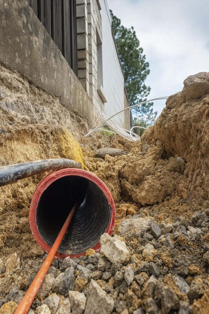 Canalisation enterrée en tranchée pour raccordement égout Essonne (91)