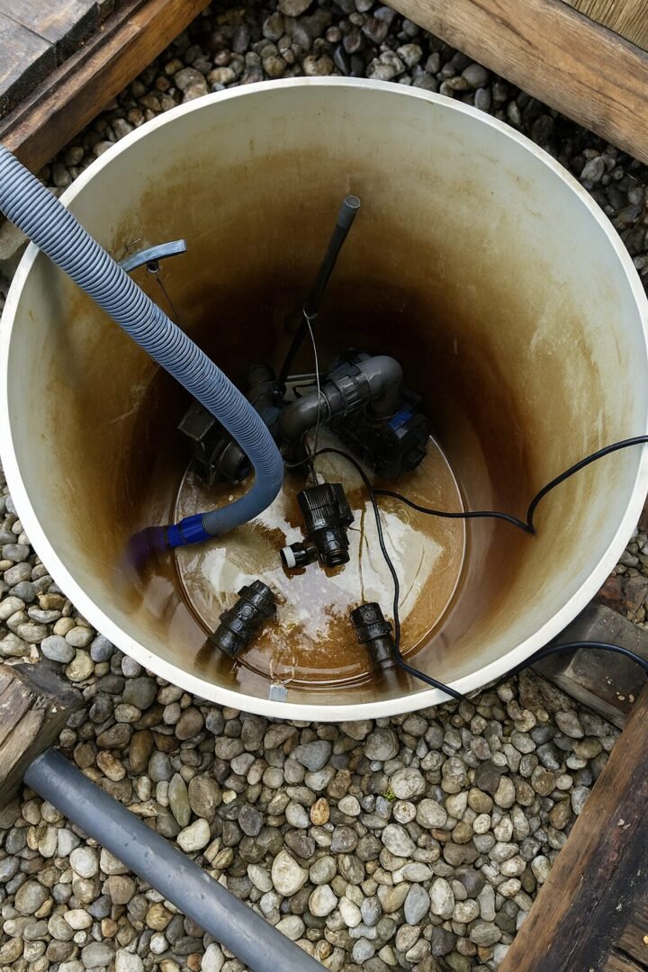 Pompe de relevage Essonne (91) installée dans une cuve, assurant l’évacuation des eaux usées.