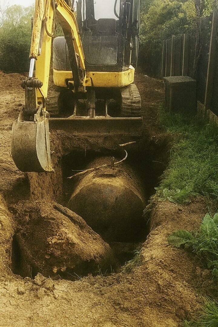 Excavation et retrait d’une ancienne cuve à fioul enterrée dans l'Essonne (91).