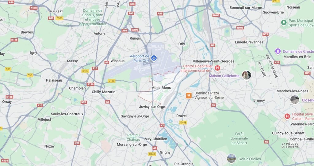 Localisation du service d’assainissement à Athis-Mons sur Google Maps