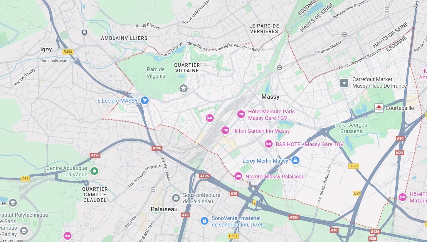 Carte de localisation de Massy pour les services d’assainissement