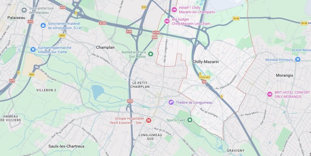 Localisation des services d’assainissement à Chilly-Mazarin sur Google Maps
