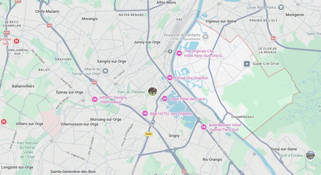 Localisation du service d’assainissement de Draveil sur Google Maps