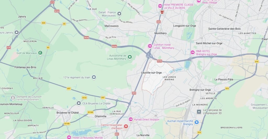 Carte Leuville-sur-Orge service assainissement localisation Essonne