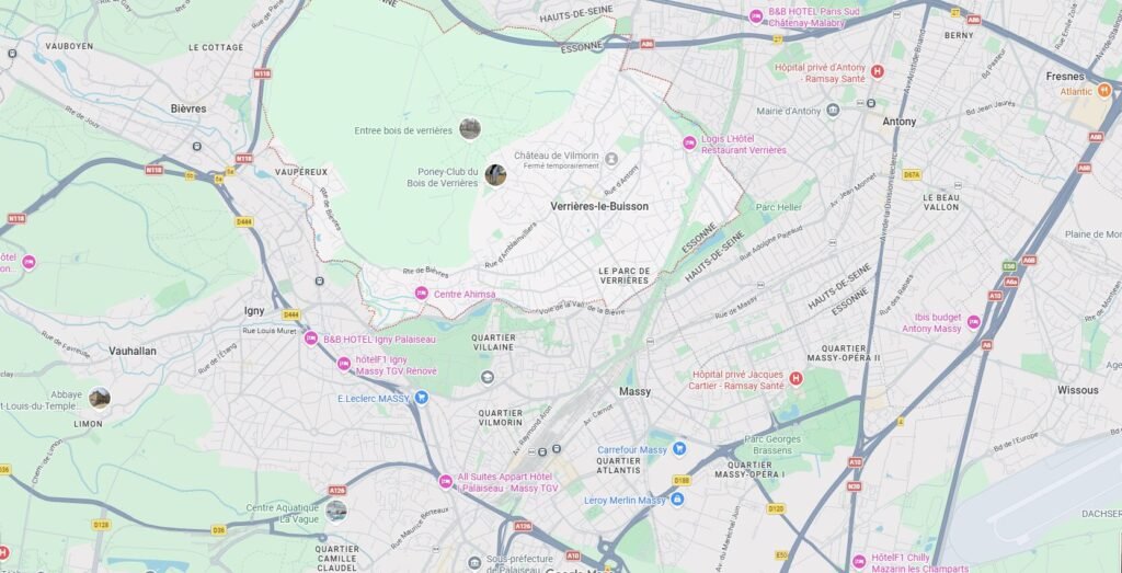 Carte Verrières-le-Buisson service assainissement localisation et zone d’intervention
