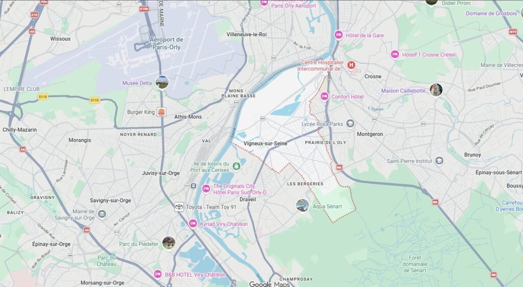 Google Maps assainissement Vigneux-sur-Seine localisation intervention
