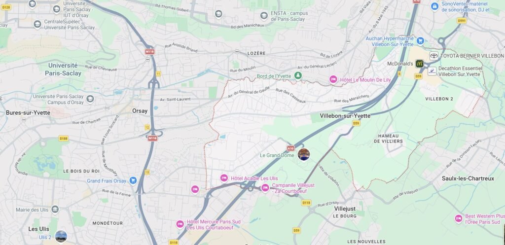 Google Maps Villebon-sur-Yvette localisation service assainissement
